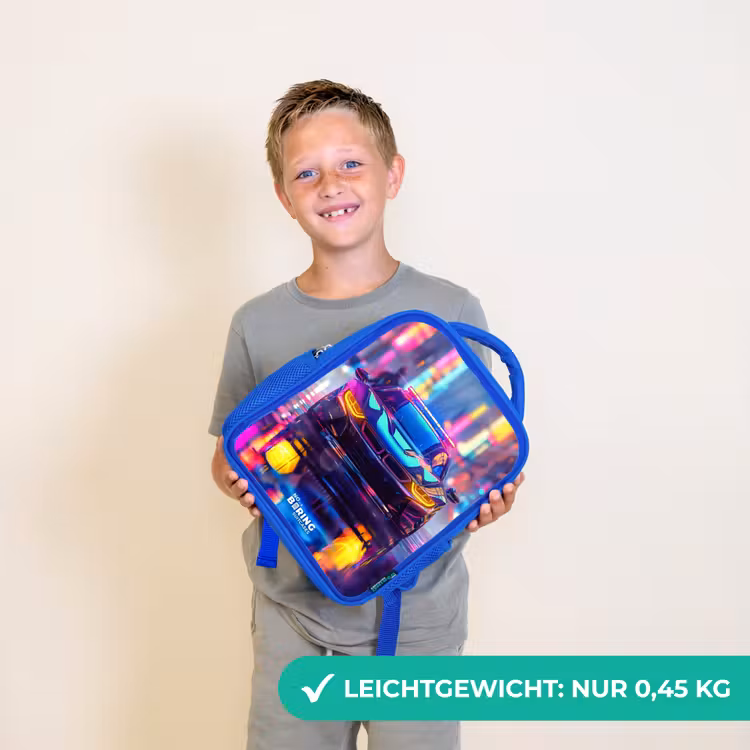 Neon nightcar Kinderrugzak - Blauw middel -sfeer1_DE