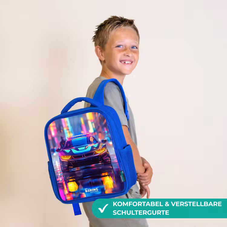 Neon nightcar Kinderrugzak - Blauw middel -sfeer3_DE