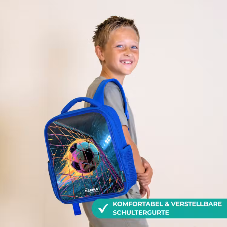 Neon - Net - Voetbal - Kleurrijk Kinderrugzak - Blauw middel -sfeer3_DE