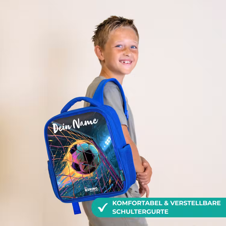 Neon - Net - Voetbal - Kleurrijk Kinderrugzak - Blauw middel -sfeer3_DE