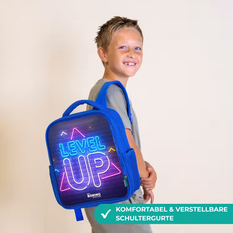 Neonletters op een bakstenen muur Kinderrugzak - Blauw middel -sfeer3_DE