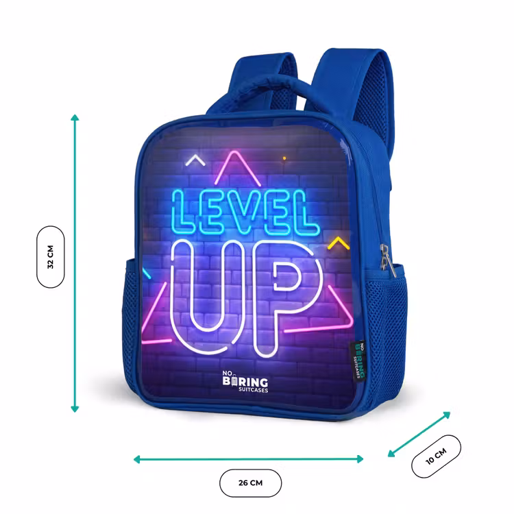 Neonletters op een bakstenen muur Kinderrugzak - Blauw middel -productfoto_formaten