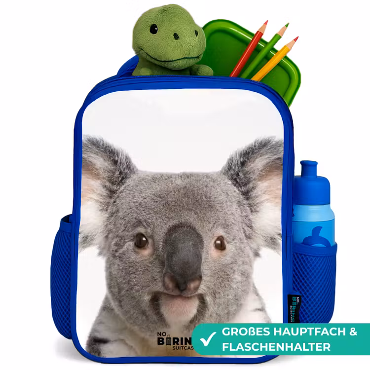 Schattige Koala Beer Kinderrugzak - Blauw middel -inhoud_DE