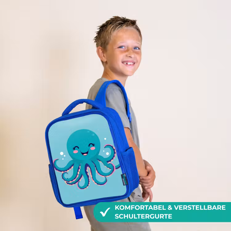 Octopus - Blauw - Gezicht Kinderrugzak - Blauw middel -sfeer3_DE