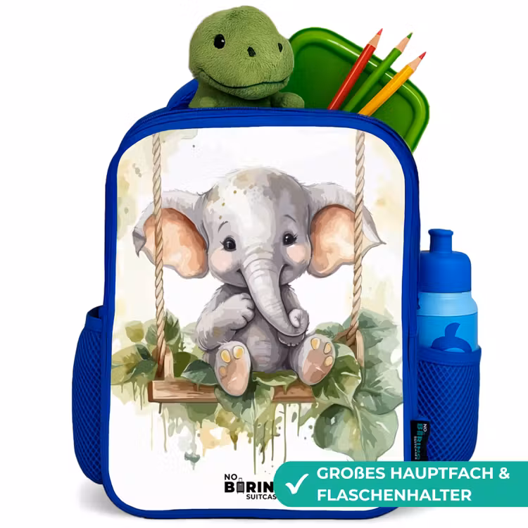 Onno olifant Kinderrugzak - Blauw middel -inhoud_DE