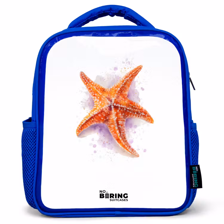 Oranje Zeester Illustratie Kinderrugzak - Blauw middel -3d