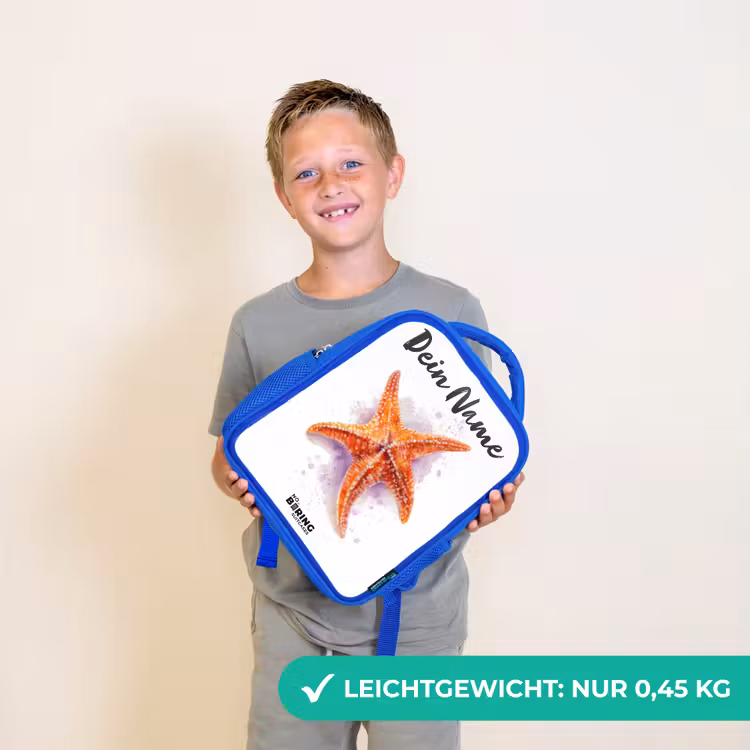 Oranje Zeester Illustratie Kinderrugzak - Blauw middel -sfeer1_DE
