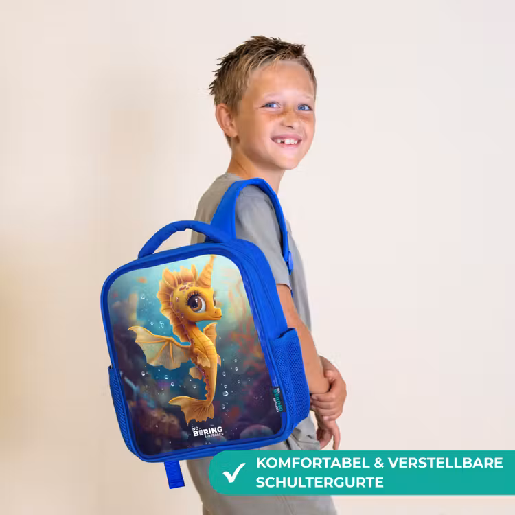 Oranje zeepaardje in het water Kinderrugzak - Blauw middel -sfeer3_DE