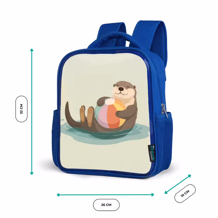 Otter - Strandbal - Kleurrijk Kinderrugzak - Blauw middel -productfoto_formaten