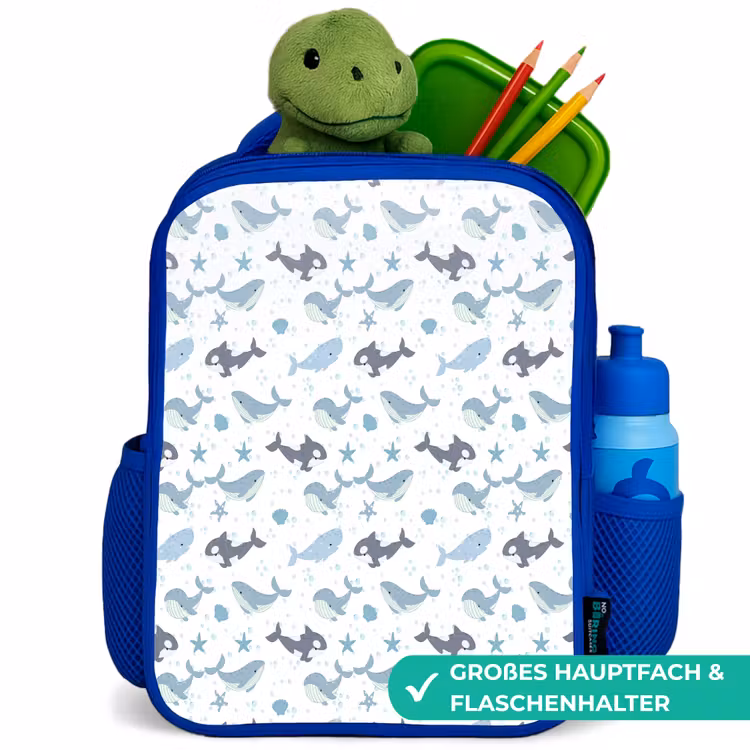 Oceaan - Walvis - Orka - Blauw Kinderrugzak - Blauw middel 862 -inhoud_DE
