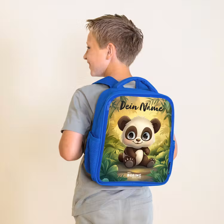Panda - Bamboebos - Groen Kinderrugzak - Blauw middel -sfeer2