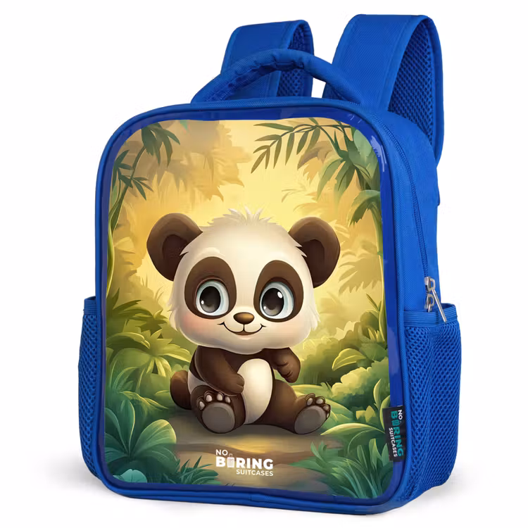 Panda - Bamboebos - Groen Kinderrugzak - Blauw middel -schuin