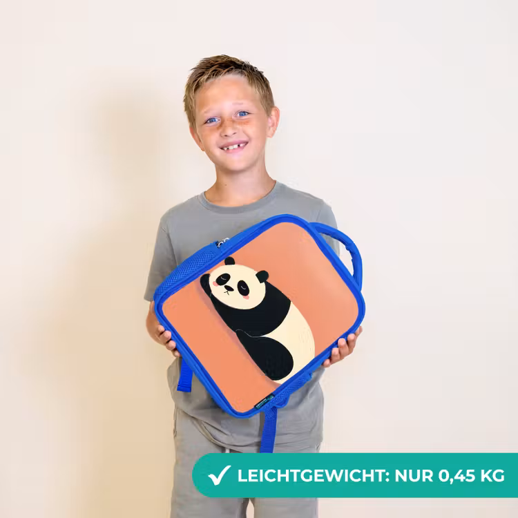 Panda - Slaap - Oranje Kinderrugzak - Blauw middel -sfeer1_DE