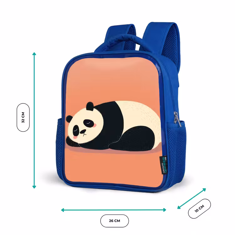 Panda - Slaap - Oranje Kinderrugzak - Blauw middel -productfoto_formaten