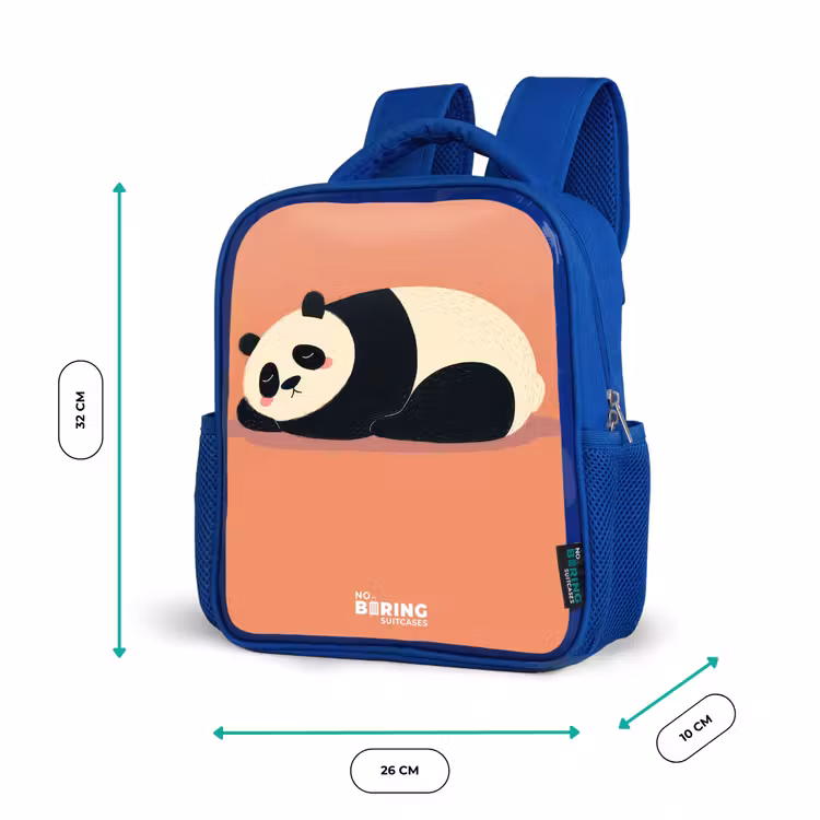 Panda - Slapen - Oranje Kinderrugzak - Blauw middel -productfoto_formaten