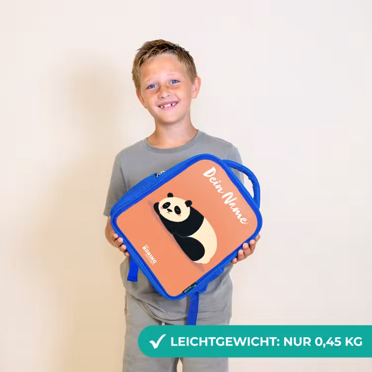 Panda - Slapen - Oranje Kinderrugzak - Blauw middel -sfeer1_DE