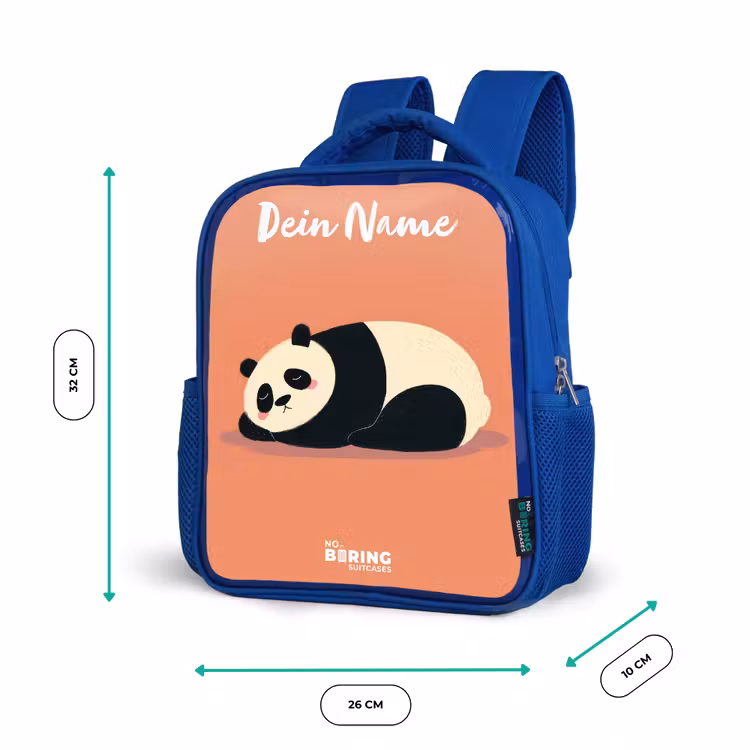 Panda - Slapen - Oranje Kinderrugzak - Blauw middel -productfoto_formaten