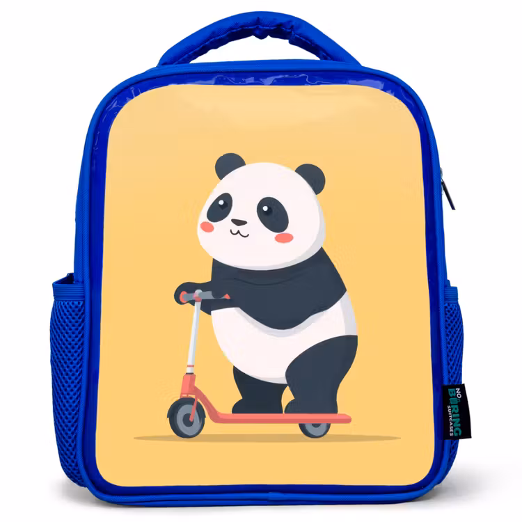 Panda - Step - Geel Kinderrugzak - Blauw middel -3d