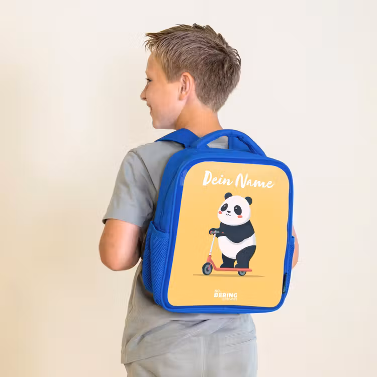 Panda - Step - Geel Kinderrugzak - Blauw middel -sfeer2
