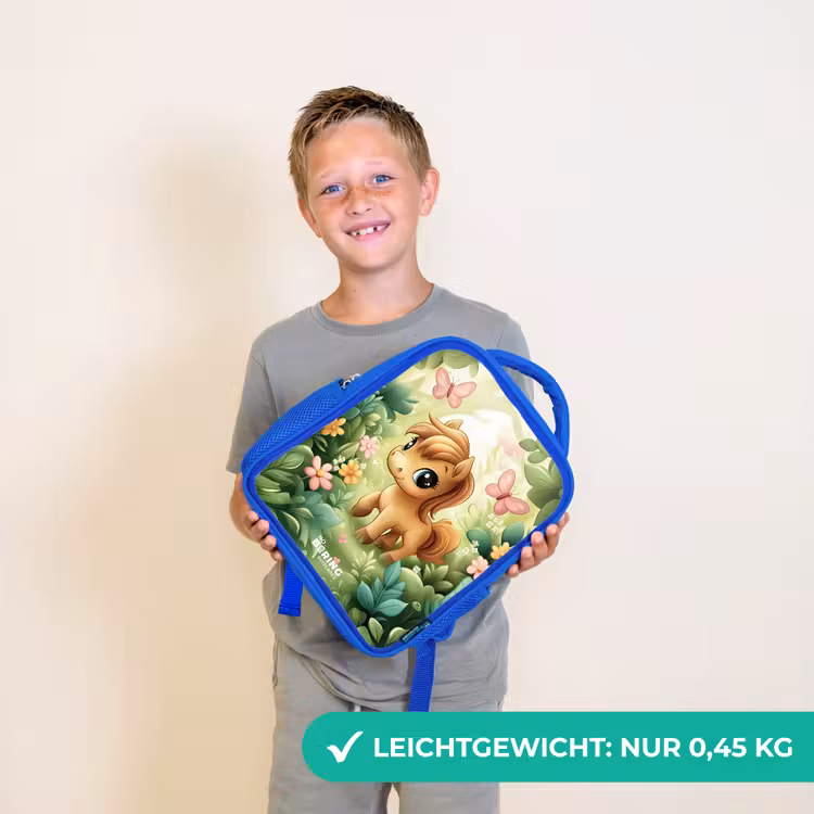 Paard - Bloemen - Vlinders Kinderrugzak - Blauw middel -sfeer1_DE