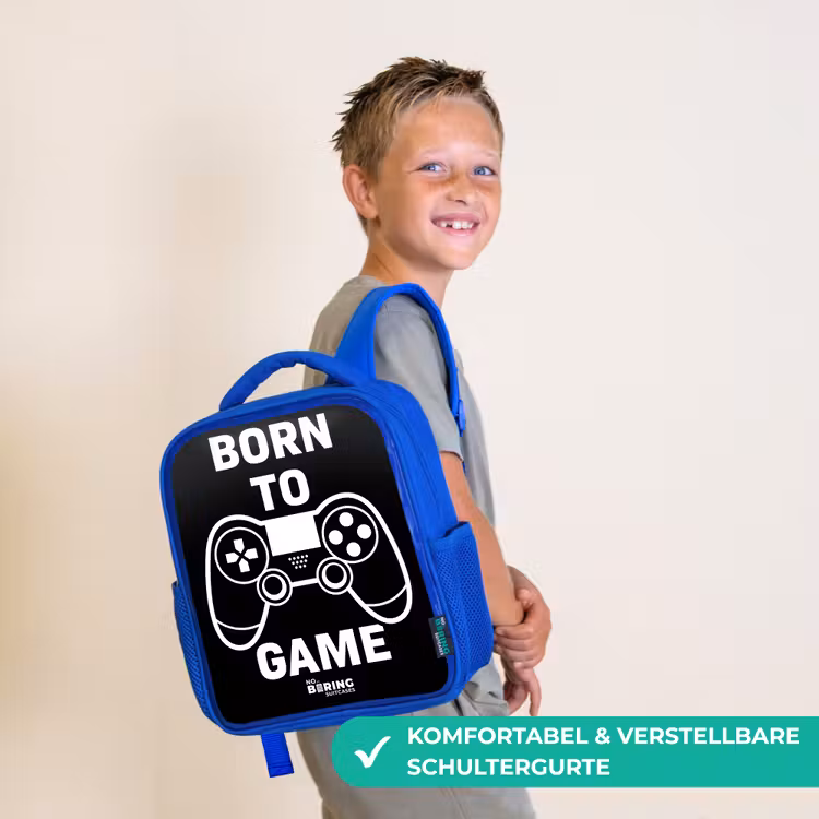 Qoute met controller in zwart wit Kinderrugzak - Blauw middel -sfeer3_DE