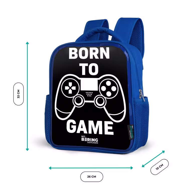 Qoute met controller in zwart wit Kinderrugzak - Blauw middel -productfoto_formaten