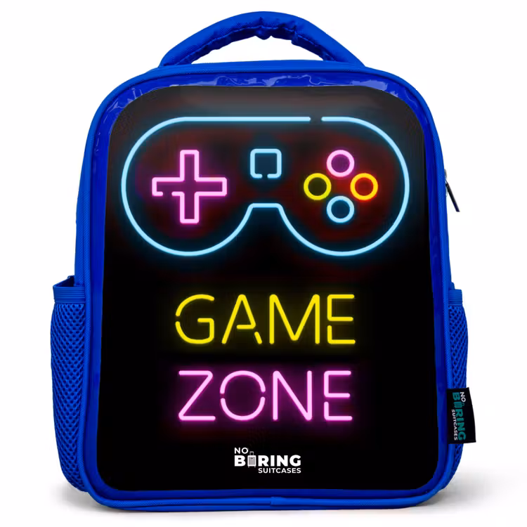 Qoute met neonkleuren Kinderrugzak - Blauw middel -3d