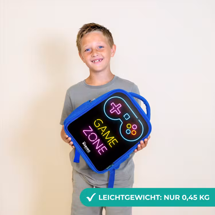 Qoute met neonkleuren Kinderrugzak - Blauw middel -sfeer1_DE