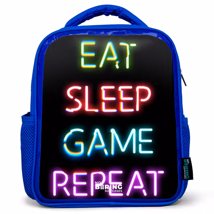 Qoute met neon lichten Kinderrugzak - Blauw middel -3d