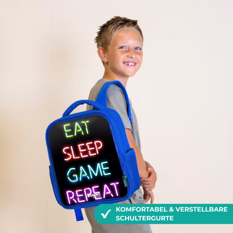 Qoute met neon lichten Kinderrugzak - Blauw middel -sfeer3_DE