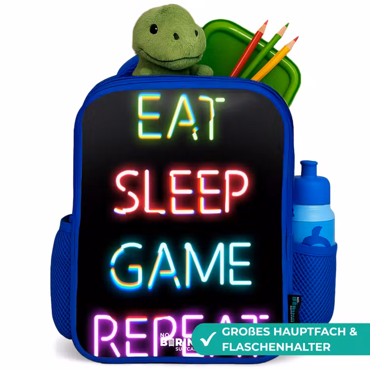 Qoute met neon lichten Kinderrugzak - Blauw middel -inhoud_DE