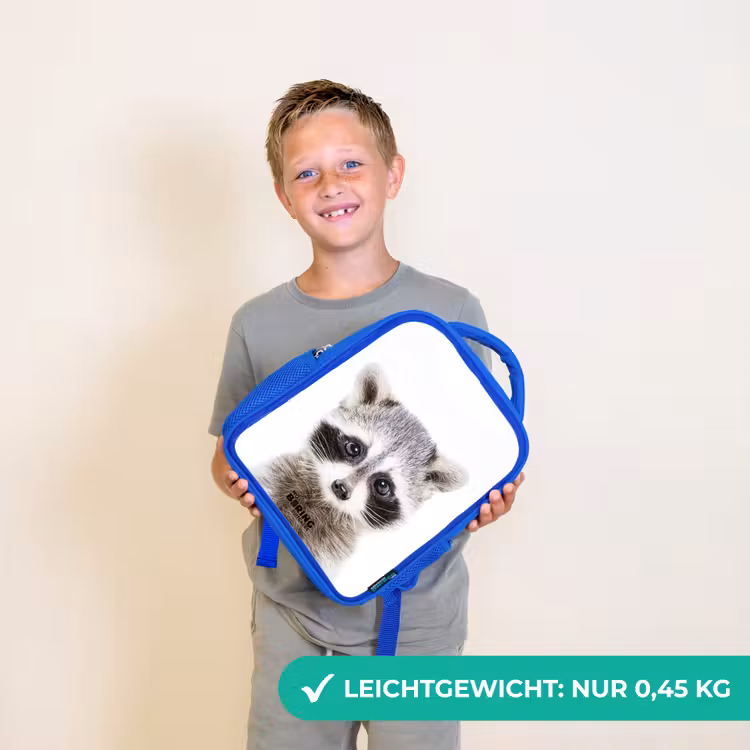 Rachid Racoon Kinderrugzak - Blauw middel -sfeer1_DE