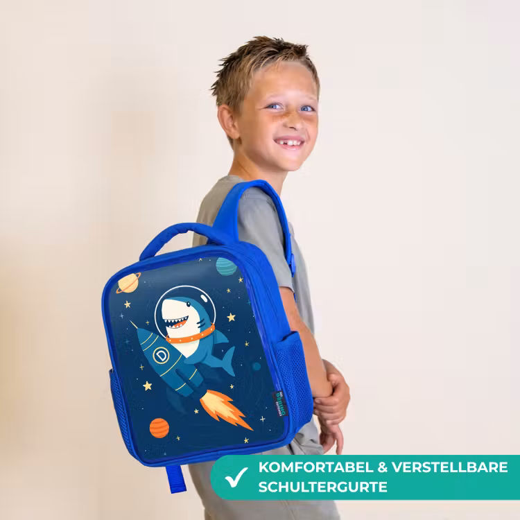 Raket - Haai - Ruimte Kinderrugzak - Blauw middel -sfeer3_DE