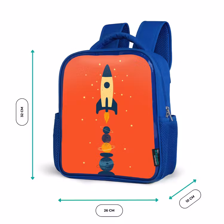 Raket - Planeten - Rood Kinderrugzak - Blauw middel -productfoto_formaten