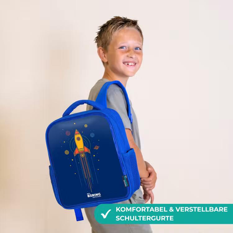 Raket - Planeten - Sterren Kinderrugzak - Blauw middel -sfeer3_DE