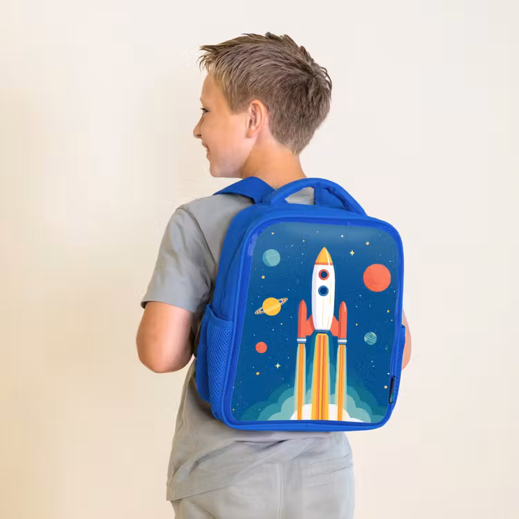 Raket - Planeten - Ruimte Kinderrugzak - Blauw middel -sfeer2