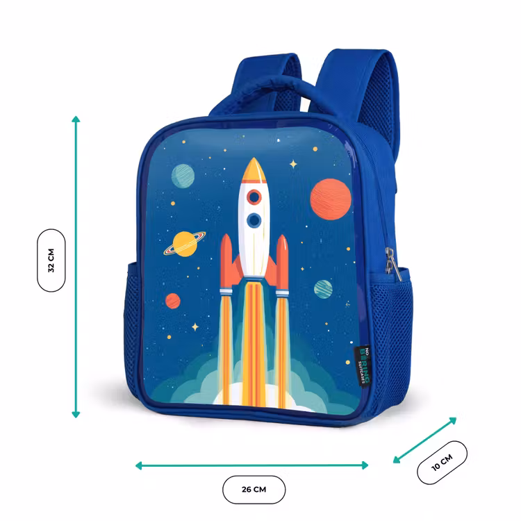 Raket - Planeten - Ruimte Kinderrugzak - Blauw middel -productfoto_formaten
