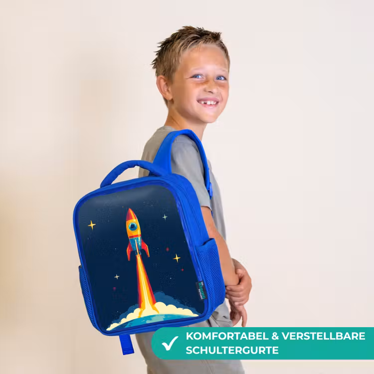 Raket - Rookwolken - Ruimte Kinderrugzak - Blauw middel -sfeer3_DE