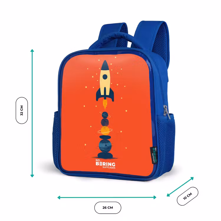 Raket - Sterren - Planeten Kinderrugzak - Blauw middel -productfoto_formaten