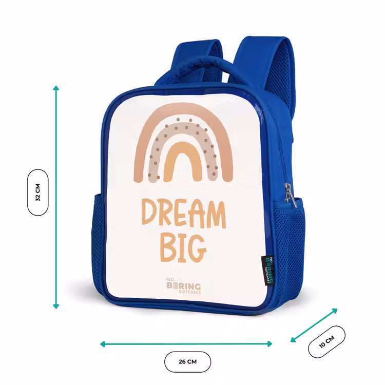 Regenboog met de quote 'Dream Big' Kinderrugzak - Blauw middel -productfoto_formaten