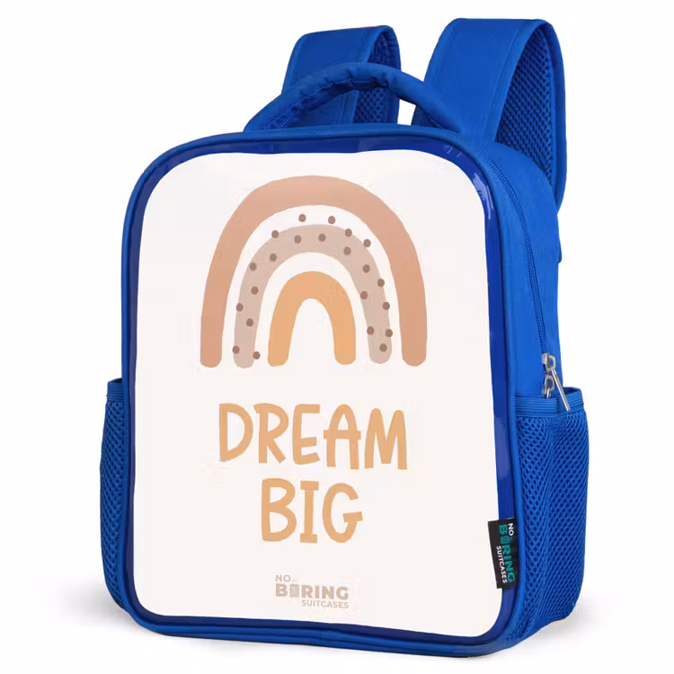 Regenboog met de quote 'Dream Big' Kinderrugzak - Blauw middel -schuin