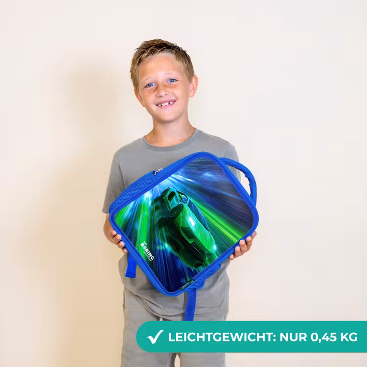 Raceauto - Felgroen - Lichtstralen - Snelheid Kinderrugzak - Blauw middel -sfeer1_DE