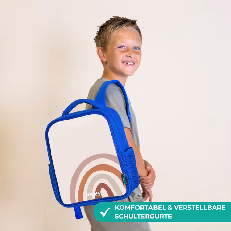 Ruwe regenboog naturel Kinderrugzak - Blauw middel -sfeer3_DE