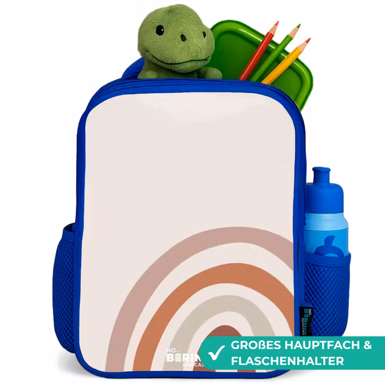 Ruwe regenboog naturel Kinderrugzak - Blauw middel -inhoud_DE