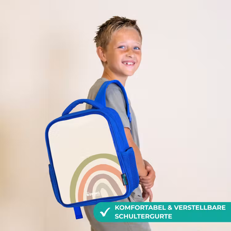 Ruwe regenboog pastel Kinderrugzak - Blauw middel -sfeer3_DE