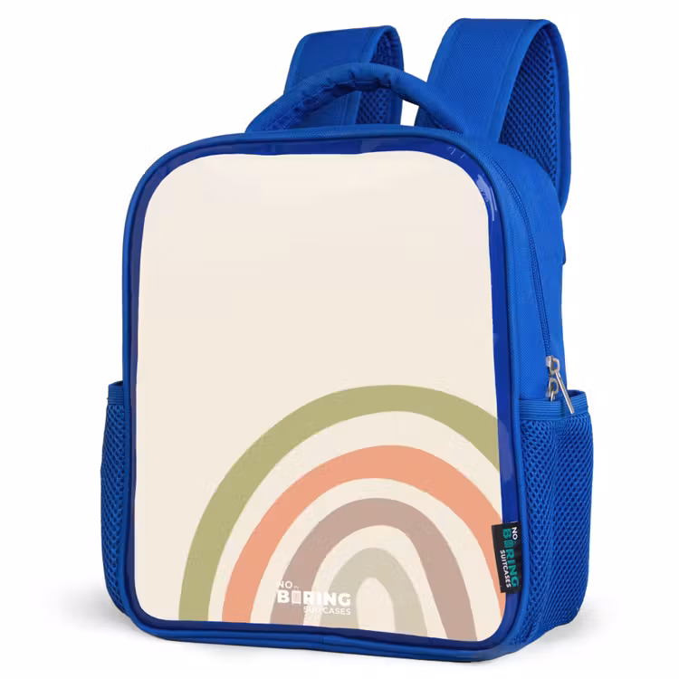 Ruwe regenboog pastel Kinderrugzak - Blauw middel -schuin