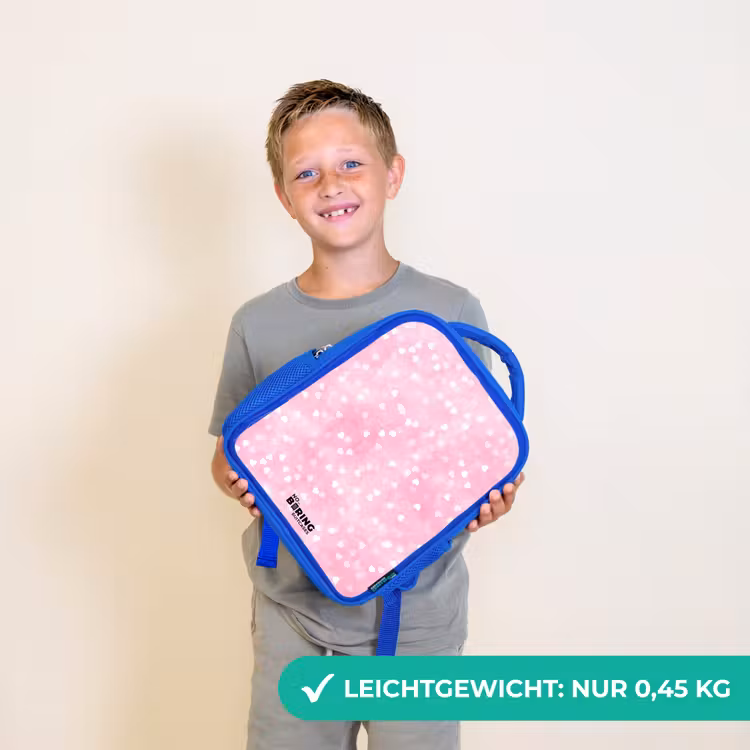 Roze glitter hartjes Kinderrugzak - Blauw middel -sfeer1_DE