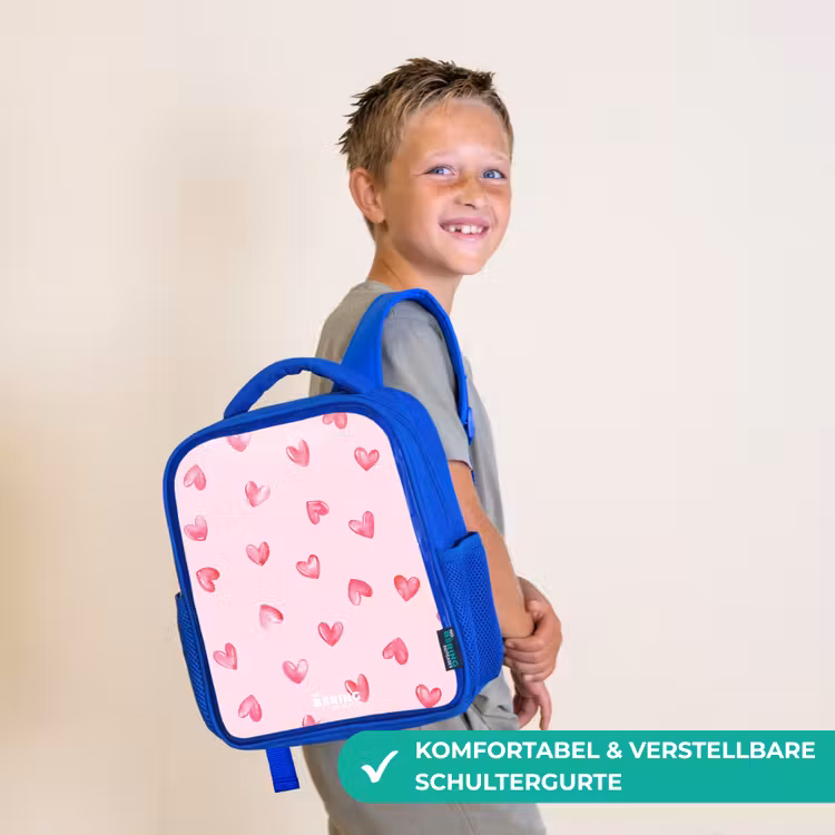 Roze hartjes Kinderrugzak - Blauw middel -sfeer3_DE
