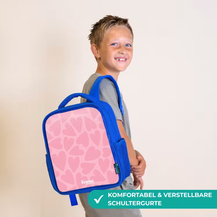 Roze hartjes patroon Kinderrugzak - Blauw middel -sfeer3_DE