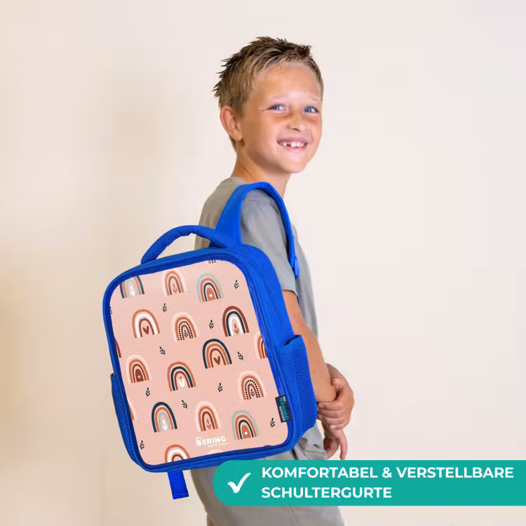 Roze regenbogen patroon Kinderrugzak - Blauw middel -sfeer3_DE